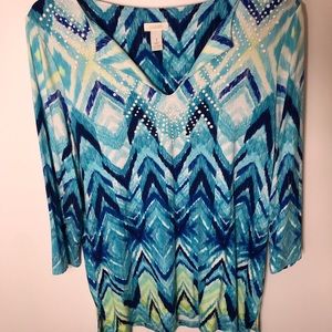 Chico’s Blue V-Neck Tunic size 1 - Medium